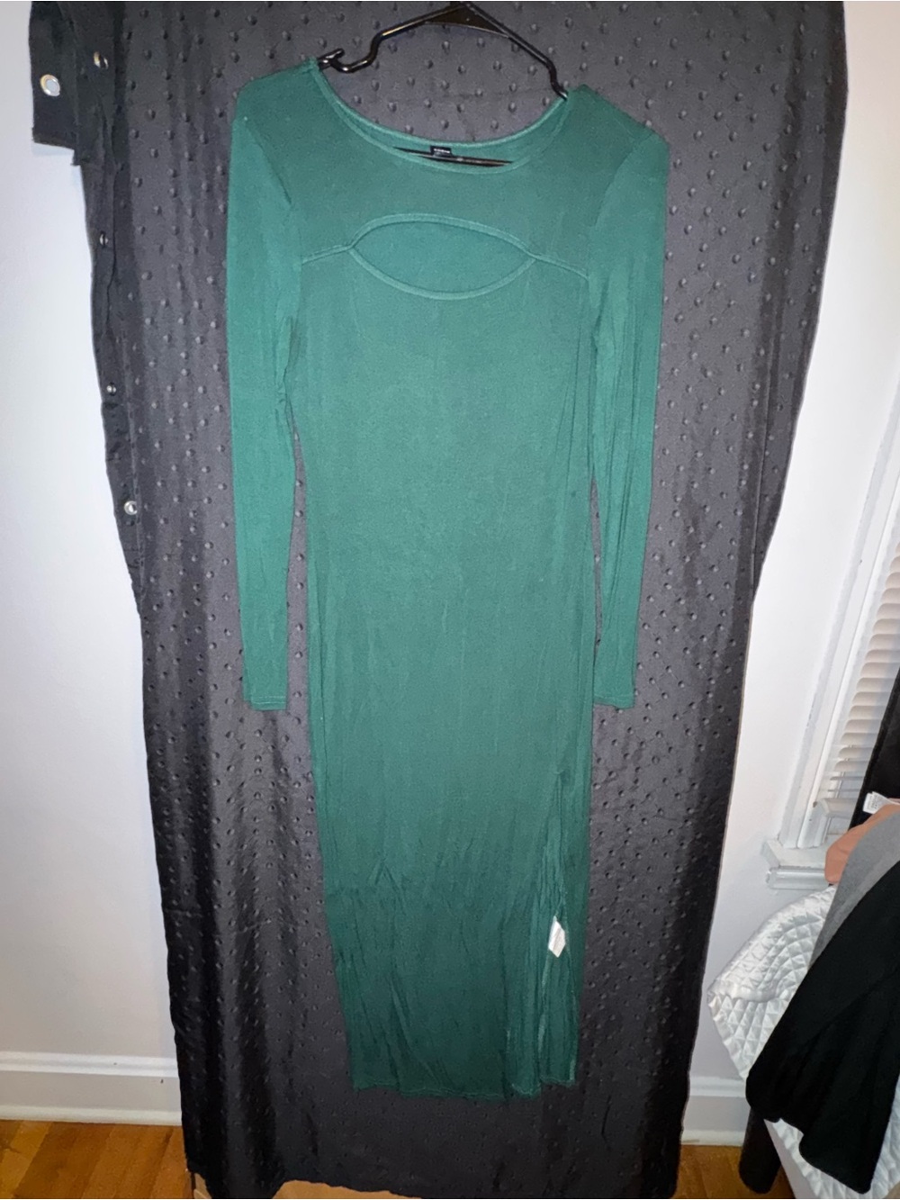 Long Sleeve Green Cutout Maxi Dress